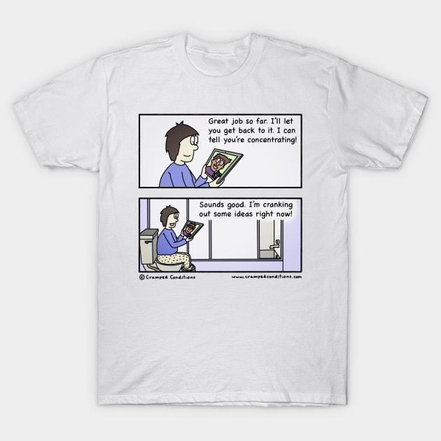 Bathroom office T-Shirt by crampedconditions